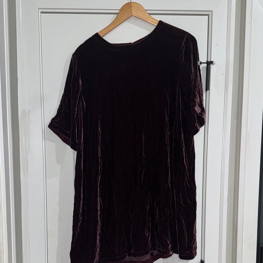 Eileen Fisher Velvet Dress in Deep Burgundy